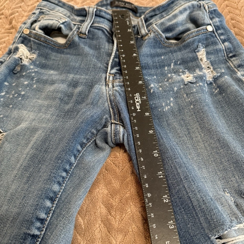 Judy Blue Womens 1/25 Jeans Blue Straight Stretch Distressed Streetwear Gothic - Picture 8 of 11